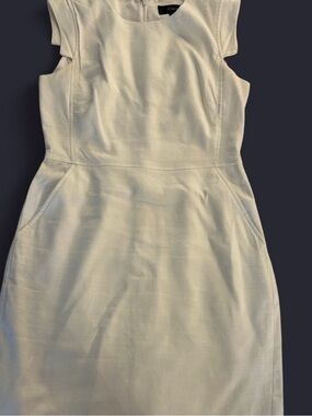 J. Crew White Linen Cap-Sleeve Midi Sheath Dress